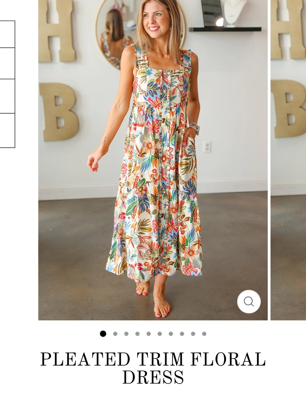 TCEC Floral Midi Dress in Cream with Multicolor Print